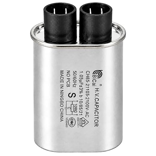 Mikrowellen-Hochspannungskondensator 1.05 uF, 2100VAC, 3+3, 1/4- in — 3+3 Anschlüsse, Ersatzteil, Schnellanschluss, PCB-frei; kompatibel mit Whirlpool, Samsung, Kenmore, GE, LG