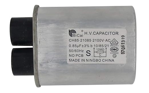 Mikrowellen-Hochspannungskondensator CH85, 2100V AC, 10/85/21, 50/60Hz, EN61270-1, 21085, 0.85 uF — universell, für Haushaltsgeräte, PCB-frei, zertifiziert