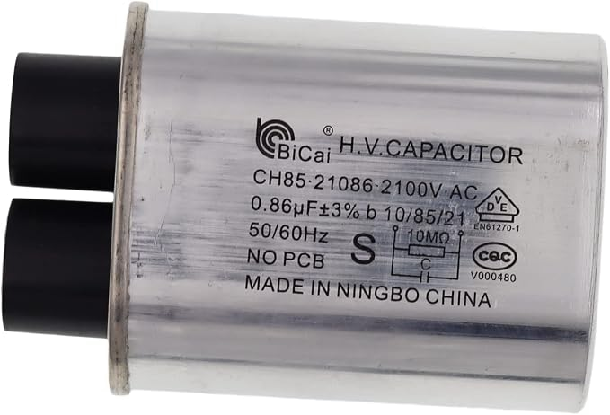 Mikrowellen-Hochspannungskondensator WB27X10240, 2100V, 0.86 uF, 2+2, 1/4 in — 2+2 Anschlüsse, Ersatzteil