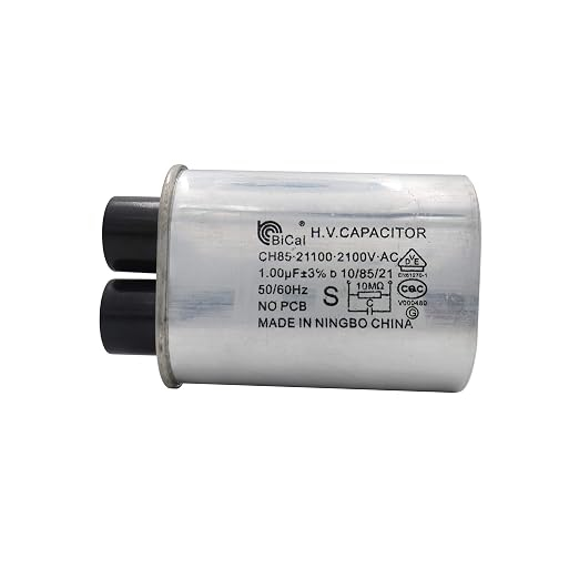 Mikrowellen-Hochspannungskondensator CH85, 2100V AC, 1.00 uF, 10 MΩ, 50/60Hz — 2+2 Anschlüsse, mit internem Widerstand, PCB-frei