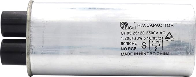Mikrowellen-Hochspannungskondensator 1.20 uF, CH85, 25120, 2500V AC, 10/85/21, 50/60Hz — universell, für Haushaltsgeräte, PCB-frei, zertifiziert